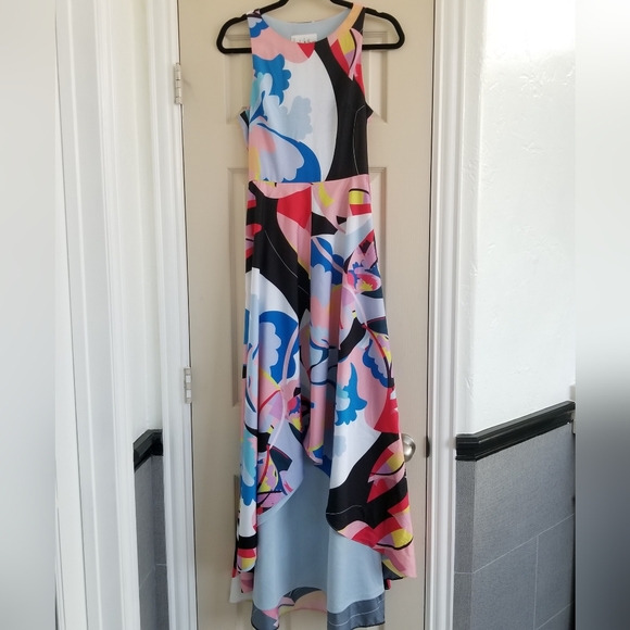 Nicole Miller New York Abstract Print Cutout-Back High-Low Dress - Picture 13 of 16